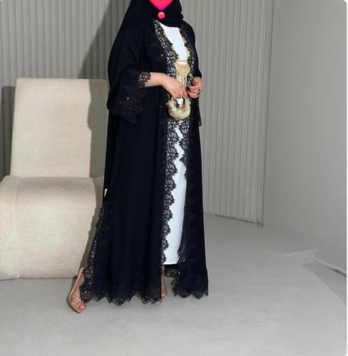 عباية ايه لاين مع تفاصيل دانتيل فرنسي