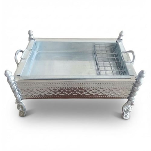 منقل فحم ستانلس اوروبي مزخرف مع شبك