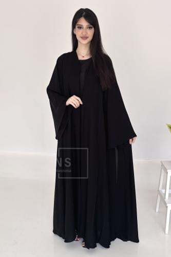 عباية برم دبل سوداء بقصّة انسيابية فاخرة