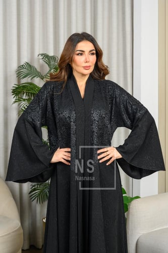 عباية فرنسية دبل كلوش دانتيل مع شك يدوي وقماش فكرو...