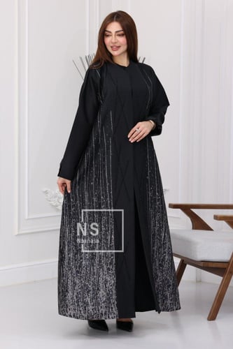 عباية تفتة مشجر بالجوانب ورسمة الشك اليدوي