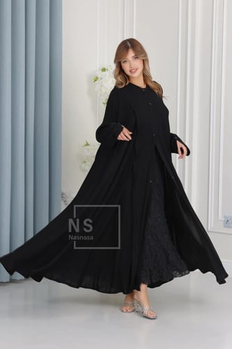 عباية السيراميك الدبل كلوش مع أزرار معدنية