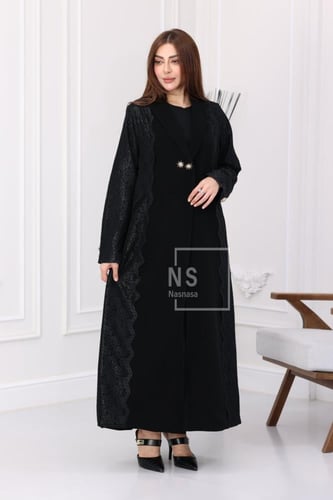 عباية باربي إندونيسي بالدانتيل الفاخر والزراير الم...