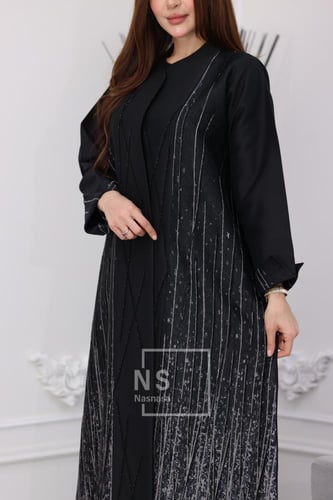 عباية تفتة مشجر بالجوانب ورسمة الشك اليدوي