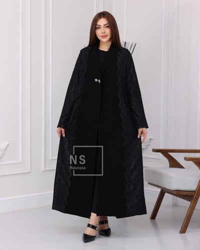 عباية باربي إندونيسي بالدانتيل الفاخر والزراير الم...