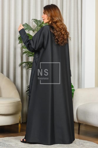 عباية تفتة ساده مع قصة الجاكار المشجر والشك اليدوي