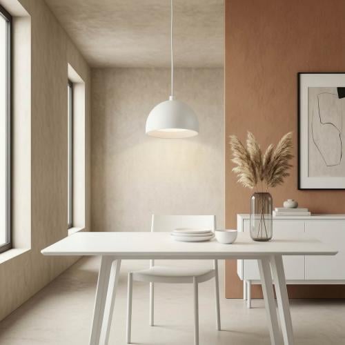 علاقي ألمنيوم أبيض بتصميم قبة مودرن وإضاءة شمسي – 10 سم