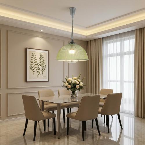 علاقي مطبخ أكريليك أخضر شفاف بتصميم قبة مضلّعة مع سلك حلزوني – قطر 40 سم