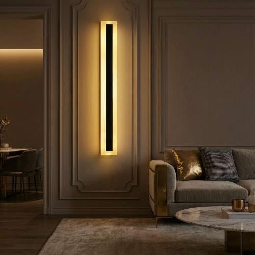 أبليك جداري LED مودرن أسود – 3 ألوان إضاءة ارتفاع 90 سم