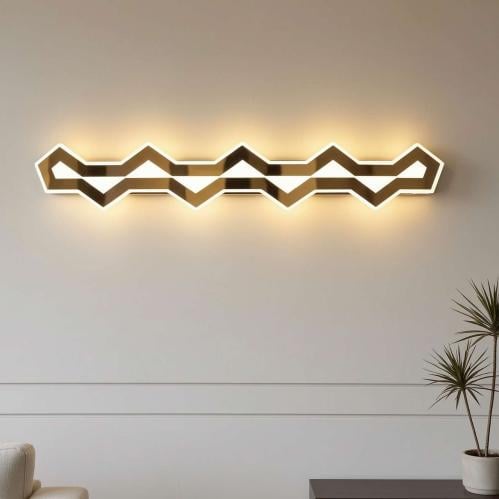 ابليك جداري LED فضي كروم بلونين إضاءة (أصفر/أبيض) – طول 50 سم