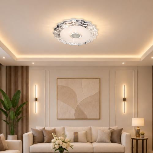 لطش LED عصري مع سماعة بلوتوث – فضي 50 سم