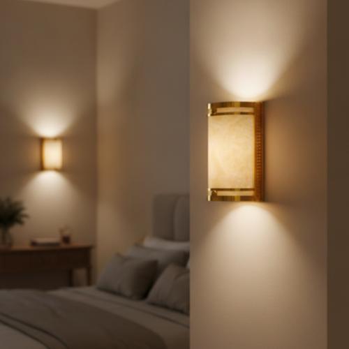 أبليك جداري رخام باللون الذهبي بتصميم أنيق – مقاس 26×15 سم