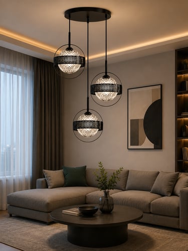 ثريا مودرن دائرية الاطار اسود