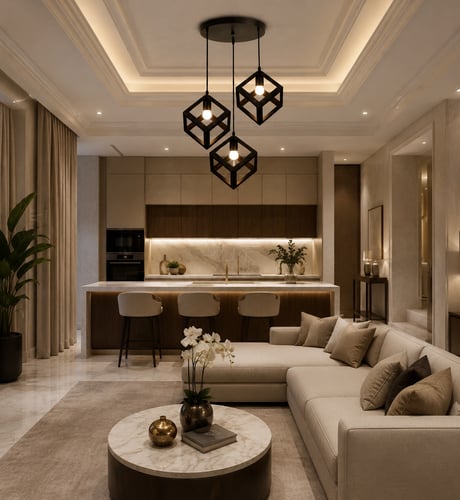 ثريا مودرن اطار اسود بركاني 3 أنارات
