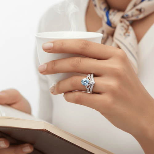 خاتم نسائي من الفضة الاسترليني عيار 925 مرصع بحجر...