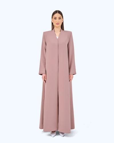 Nude Brown Crepe High Neck Abaya