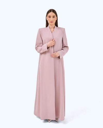Nude Pink Crepe High Neck Abaya