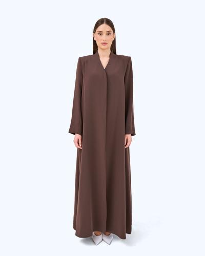 Dark Brown Crepe High Neck Abaya