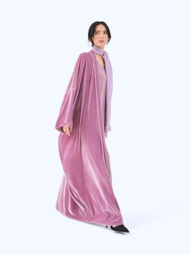 Mauve Velvet Bisht Abaya