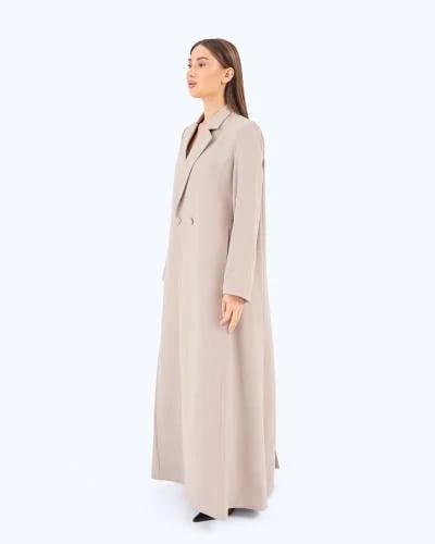 Warm Grey Crepe Suit-inspired Abaya