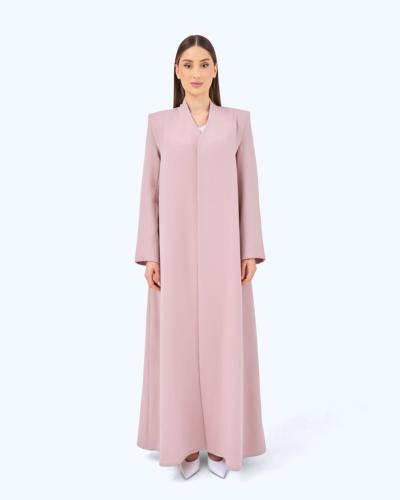 Mauve Crepe High Neck Abaya