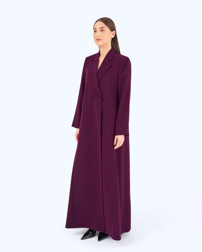 Aubergine Purple Crepe Suit-inspired Abaya