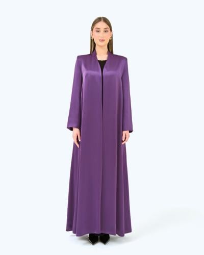 Purple Crepe Satin High Neck Abaya
