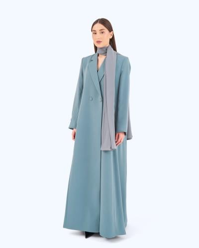 Dark Mint Green Crepe Suit-inspired Abaya