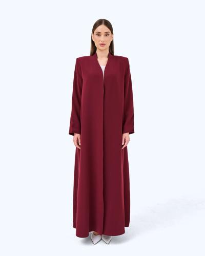 Maroon Crepe High Neck Abaya