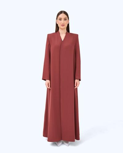 Clay Brown Crepe High Neck Abaya