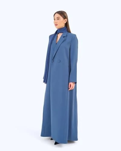 Aqua Blue Crepe Suit-inspired Abaya