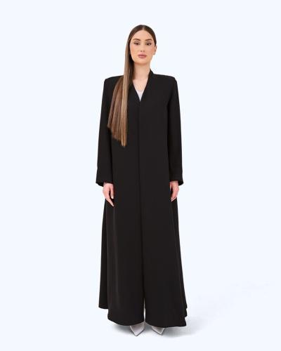 Black Crepe High Neck Abaya