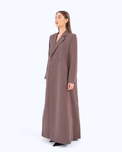 Dark Khaki Brown Crepe Suit-inspired Abaya