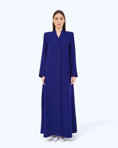 Royal Blue Crepe High Neck Abaya