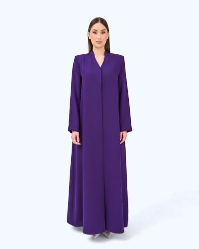 Purple Crepe High Neck Abaya