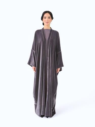 Cool Grey Velvet Bisht Abaya