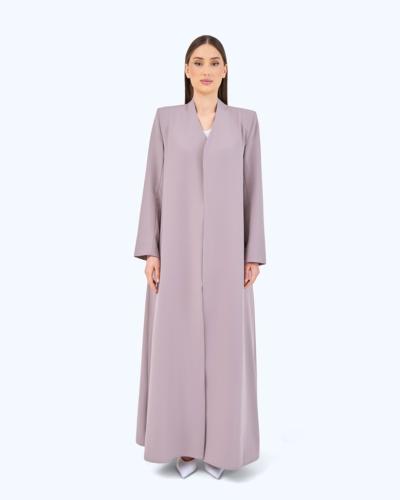 Warm Grey Crepe High Neck Abaya