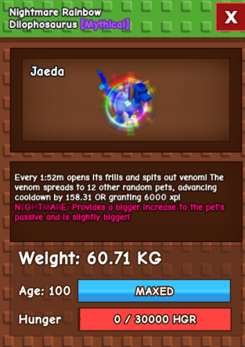 dilophosaurus RAINBOW NIGHT MARE