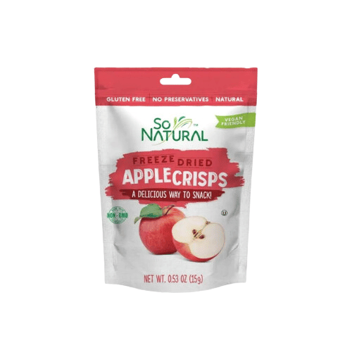 شرائح التفاح الطبيعي المجفف المقرمش حصري 15جم