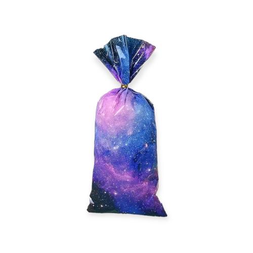 كيس الفشار والحلويات الفضاء مع ربطة فضية