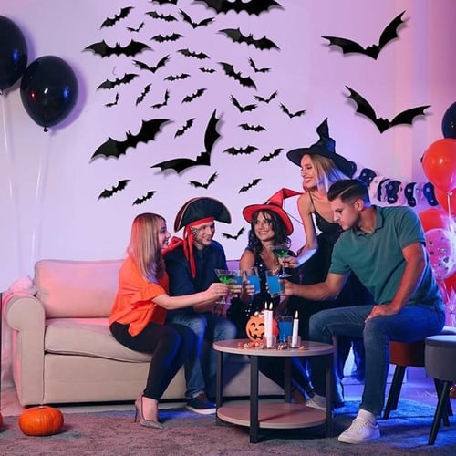 ديكور خفاش هالوين 3D للحفلة ( ١٣٩ ) قطعة متنوعة مع...