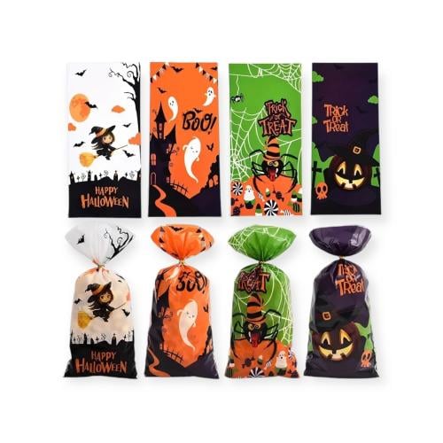 كيس الفشار والحلويات هالوين مع ربطة متنوعة