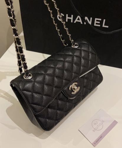 Chanel classic smull هاردوير فضي