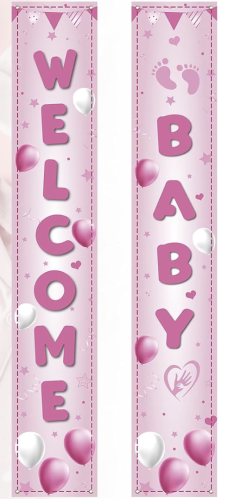 لافتة باب ترحيبية تحمل عبارة Welcome Baby Girl»