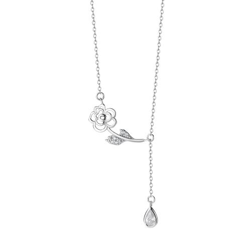 Flower Tear Necklace Silver 925