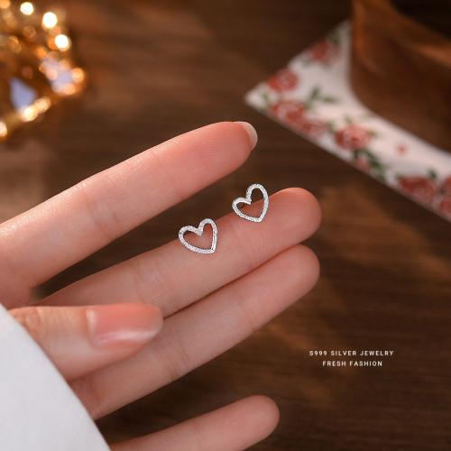 Heart gap earrings, silver, 925 karat