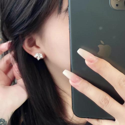 Diamond leaf earrings, 925 sterling silver