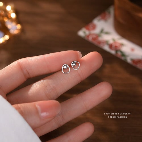 Hollow geometric earrings, 925 silver