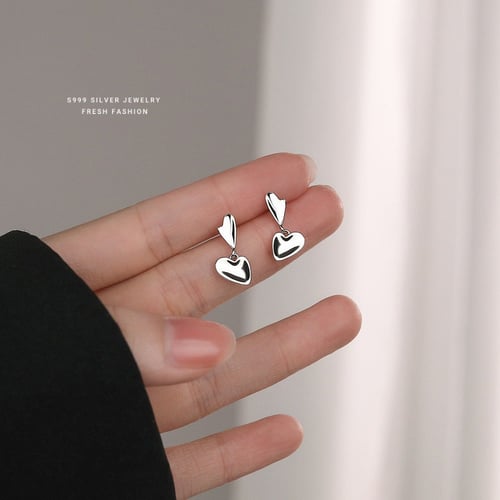 Double heart earrings, 925 sterling silver