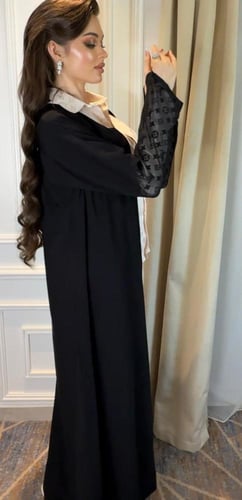 عبايه لويس شبكي الاكمام